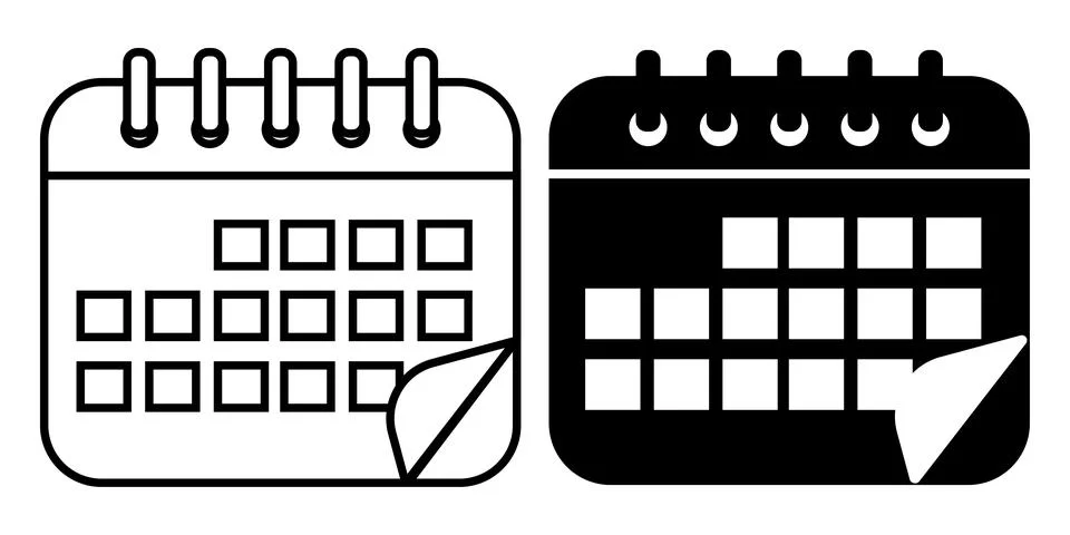 Calendar icon vector set isolated on white background Stock Illustration