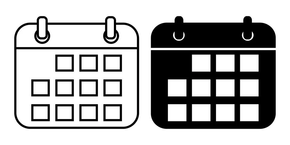 Calendar icon vector set isolated on white background Stock Illustration
