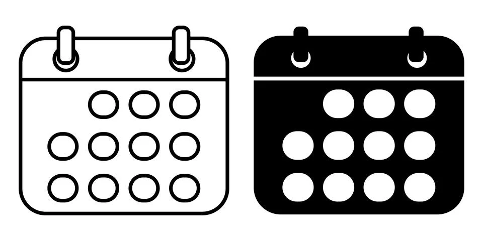 Calendar icon vector set isolated on white background Stock Illustration