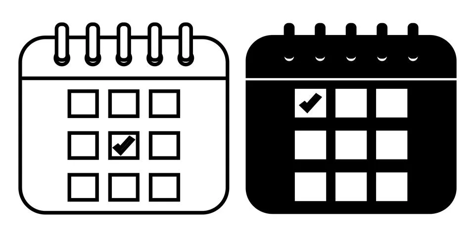 Calendar icon vector set isolated on white background Stock Illustration