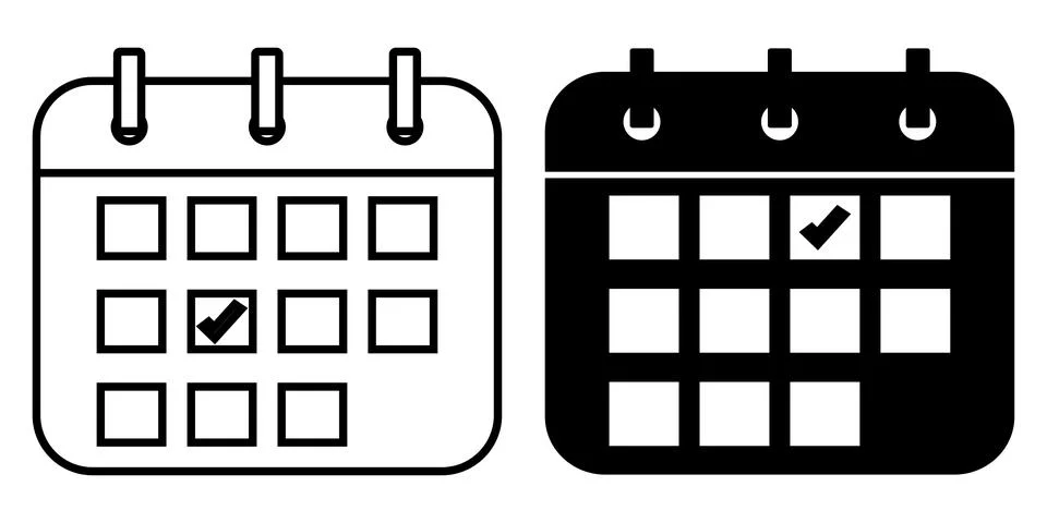 Calendar icon vector set isolated on white background Stock Illustration