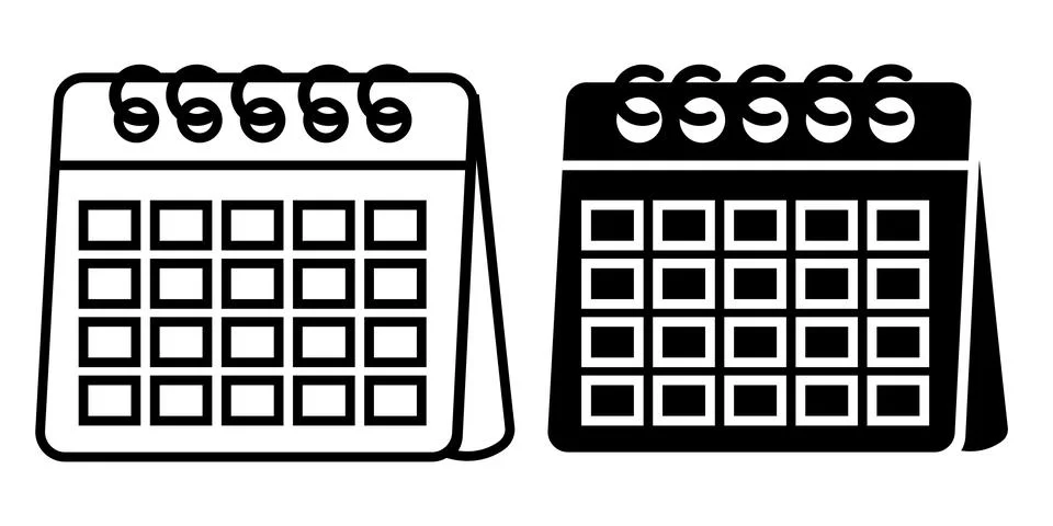 Calendar icon vector set isolated on white background Stock Illustration