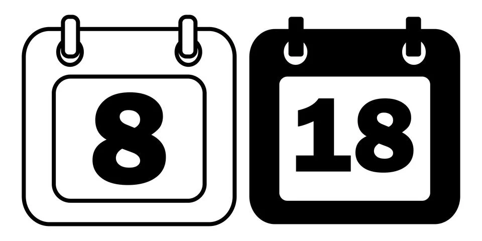 Calendar icon vector set isolated on white background Stock Illustration