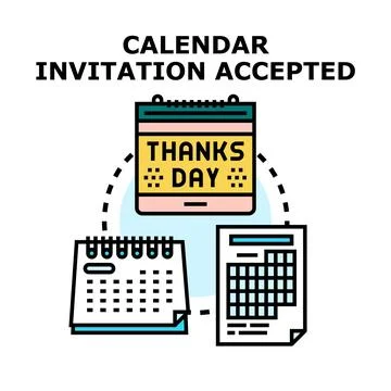 Calendar invitation accepted concept preparing for event day Ilustración de archivo