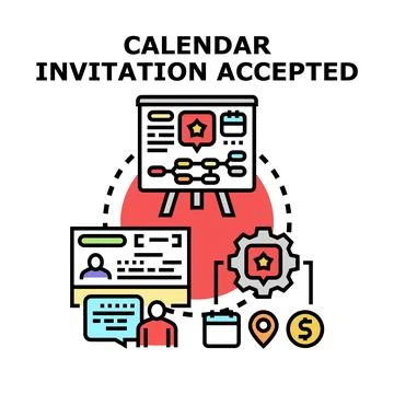 Calendar invitation accepted event planning concept Stock Illustration