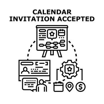Calendar invitation accepted event planning concept Stock Illustration