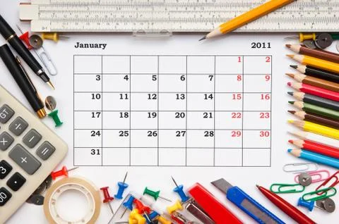 Calendar for january 2011 Stock Photos