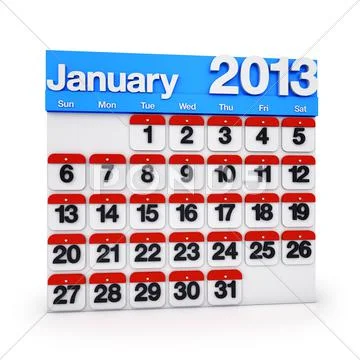 Calendar january 2013 Stock Illustration
