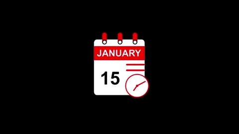 Calendar January Fifteenth Red Reminder Circle Animation Video stock 323786372