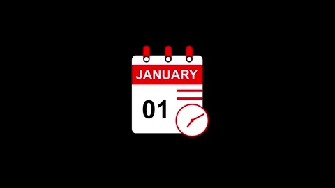 Calendar January First Date Red Circle Animation Stock Footage 323786338