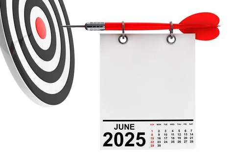 Calendar June 2025 on Blank Note Paper with Free Space for Your Design. 3d .. Stock Illustration