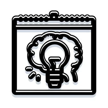 Calendar with light bulb representing ideas and planning 库存插图