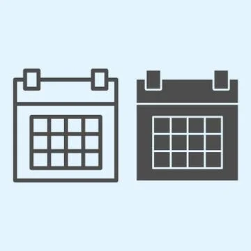 Calendar line and solid icon. Timetable organizer with dates on grid. Horeca 스톡 일러스트