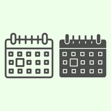 Calendar line and solid icon. Office month date planner outline style pictogram イラスト素材