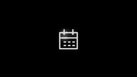 Calendar Line Icon Animation Loop Black Background Stock Footage 337870728