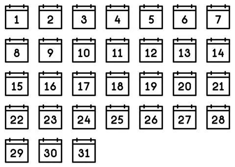 Calendar line icon set. Vector graphics Stock Illustration