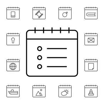 Calendar, list flat vector icon in calendar pack Illustrazione stock