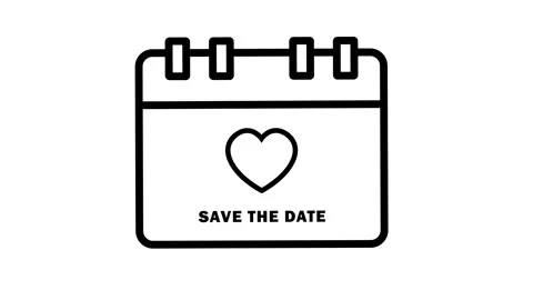 Calendar Love Icon Save The Date with Clock Reminder 4K Stock Footage 334204349