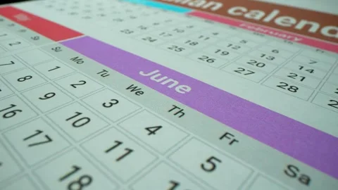 Calendar macro shooting. various holidays. important dates. notes in the Stock Footage 264953333