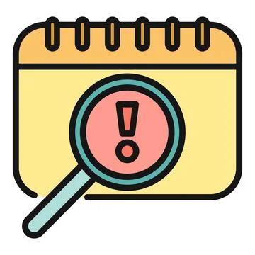 Calendar magnifying important date with exclamation mark icon Stock Illustration