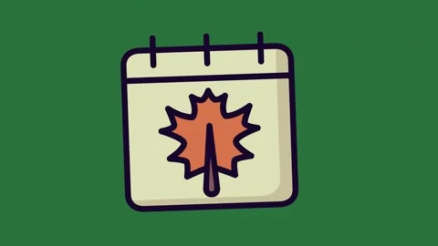 A calendar with maple leaf on it and an orange star green screen animated Vídeos de archivo 335091796