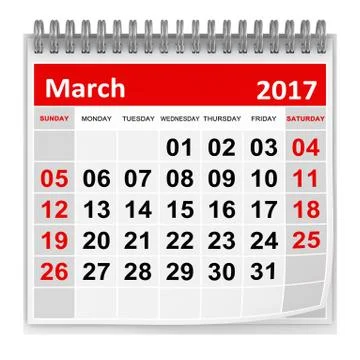 Calendar - March 2017 Illustrazione stock