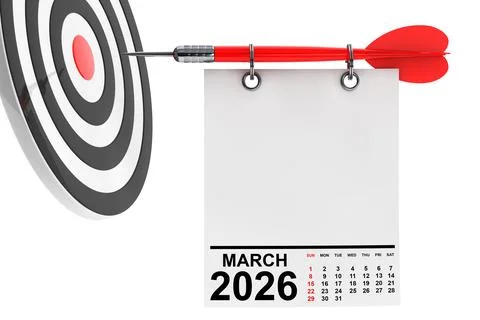 Calendar March 2026 on Blank Note Paper with Free Space for Your Design. 3d.. Stock Illustration
