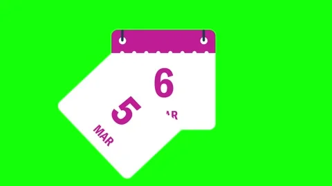 Calendar march months date change dropping page animation green screen backg Stock Footage 285777341