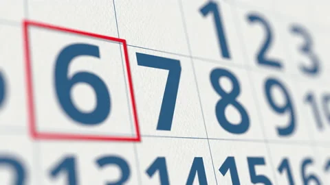 Calendar with marked 7 day of the month close-up Stock Footage