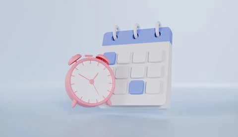 Calendar marked date and time for reminder with 3d alarm clock icon Stock Illustration