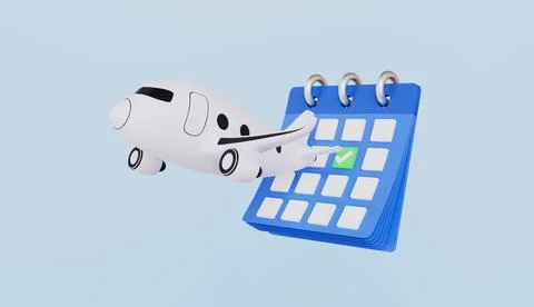 Calendar marked date for booking ticket plane day on travel holiday Stock Illustration