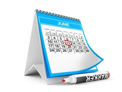 Calendar with marker Stock Illustration