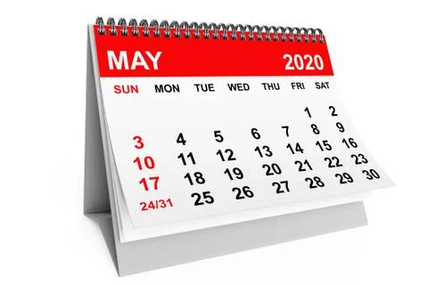 Calendar May 2020. 3d rendering Stock Illustration