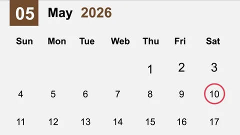 Calendar May 2026 Weekly Planner Digital Desktop Organizer Time Management .. Stock Footage 323786158