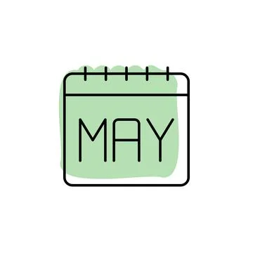 Calendar, may with color shadow vector icon in calendar set Stock Illustration