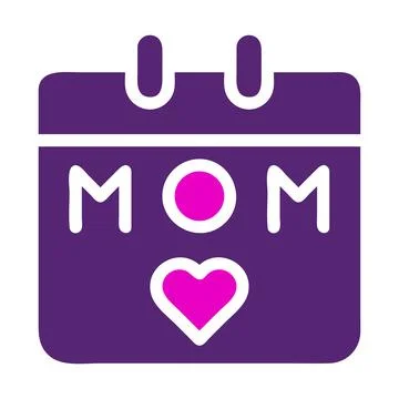 Calendar mom icon solid duocolor pink purple colour mother day symbol illus.. Illustrazione stock
