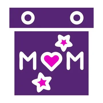 Calendar mom icon solid duocolor pink purple colour mother day symbol illus.. Illustrazione stock