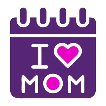 Calendar mom icon solid duocolor pink purple colour mother day symbol illus.. Illustrazione stock