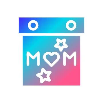 Calendar mom icon solid gradient red purple blue colour mother day symbol i.. Stock Illustration