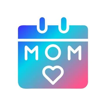 Calendar mom icon solid gradient red purple blue colour mother day symbol i.. 库存插图