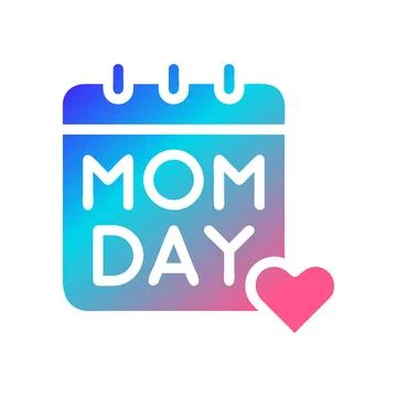 Calendar mom icon solid gradient red purple blue colour mother day symbol i.. 库存插图