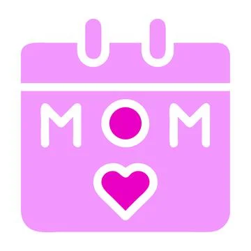 Calendar mom icon solid pink colour mother day symbol illustration. Illustrazione stock