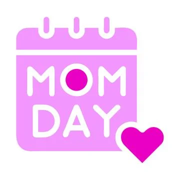 Calendar mom icon solid pink colour mother day symbol illustration. Stock Illustration