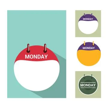Calendar For Monday flat design Stock Illustration