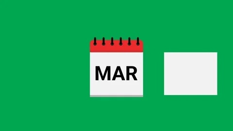 Calendar month change flat animation with paper tear page on green screen. Vídeos de archivo 327038281
