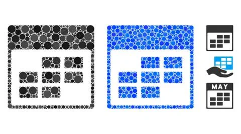 Calendar Month Grid Composition Icon of Spheric Items Illustrazione stock