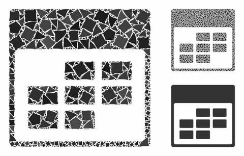 Calendar month grid Mosaic Icon of Inequal Pieces Stock Illustration