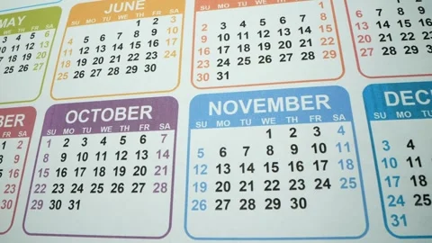 Calendar month macro. Many dates with holidays and businessdays. December Stock Footage 241304985