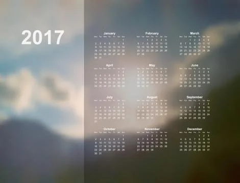 Calendar monthly 2017 Stock Illustration