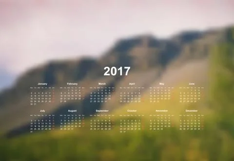 Calendar monthly 2017 Stock Illustration